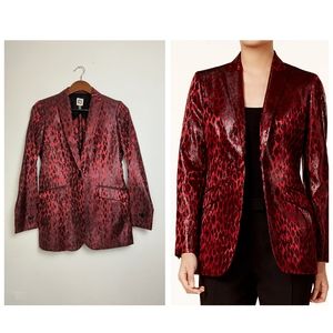 Ann Klein Suite Party Jacket Women's Size 2 TiTian Red/Black
